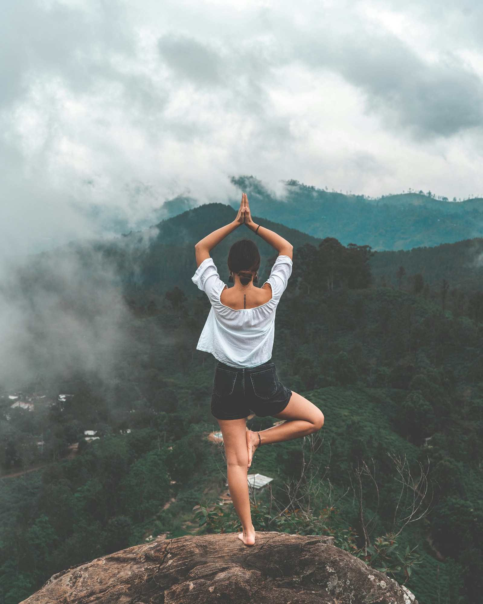 Mindful yoga practice in warm natural light