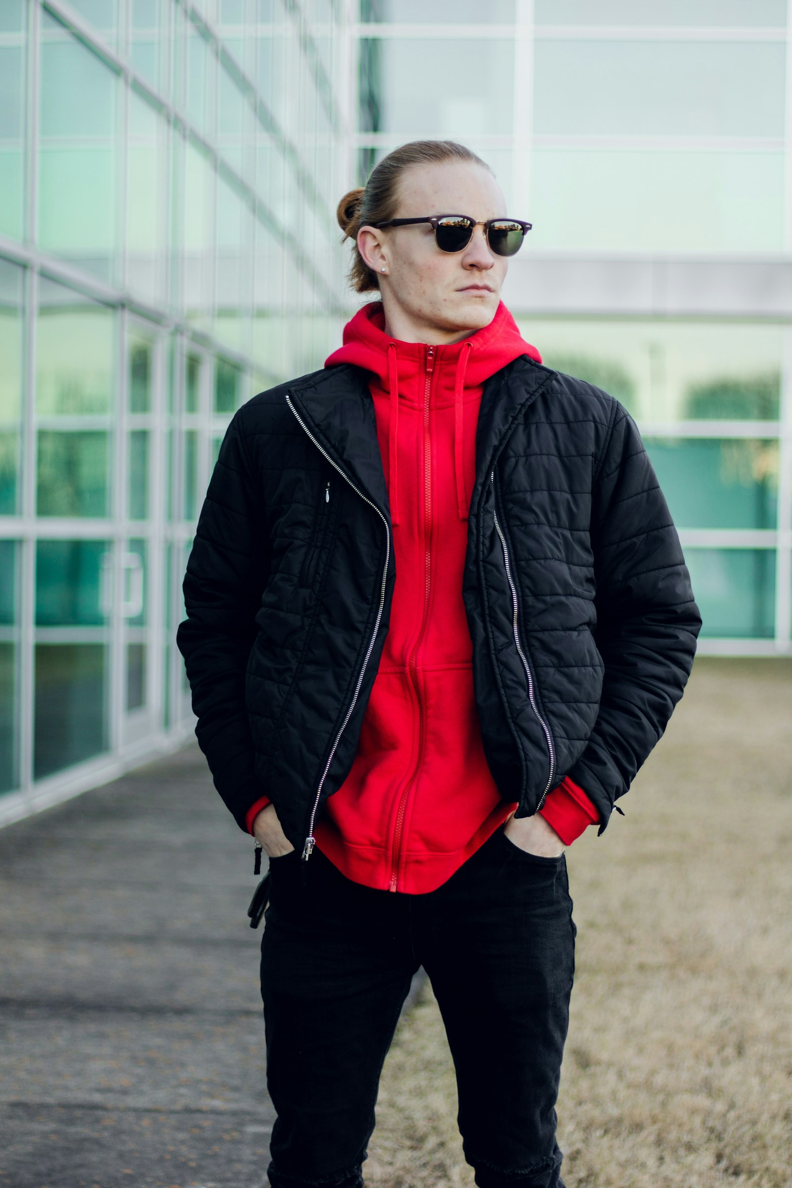 Structured neutral-toned coat worn as a minimal everyday layer