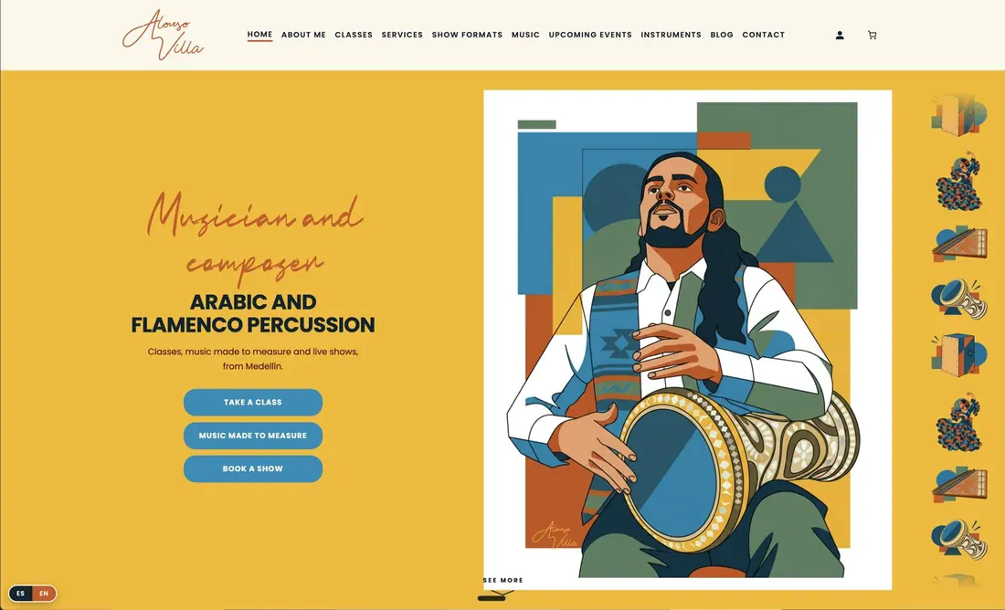 Home page of the Alonso Villa Music website